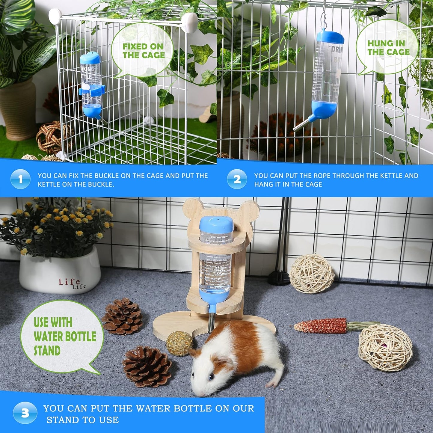 Pstard Moon Small Animals Water Bottle - Bunny, Hamster, Guinea Pig, Rabbit, Chinchilla, Gerbil, Groundhog, Squirrel (2.7 Oz)